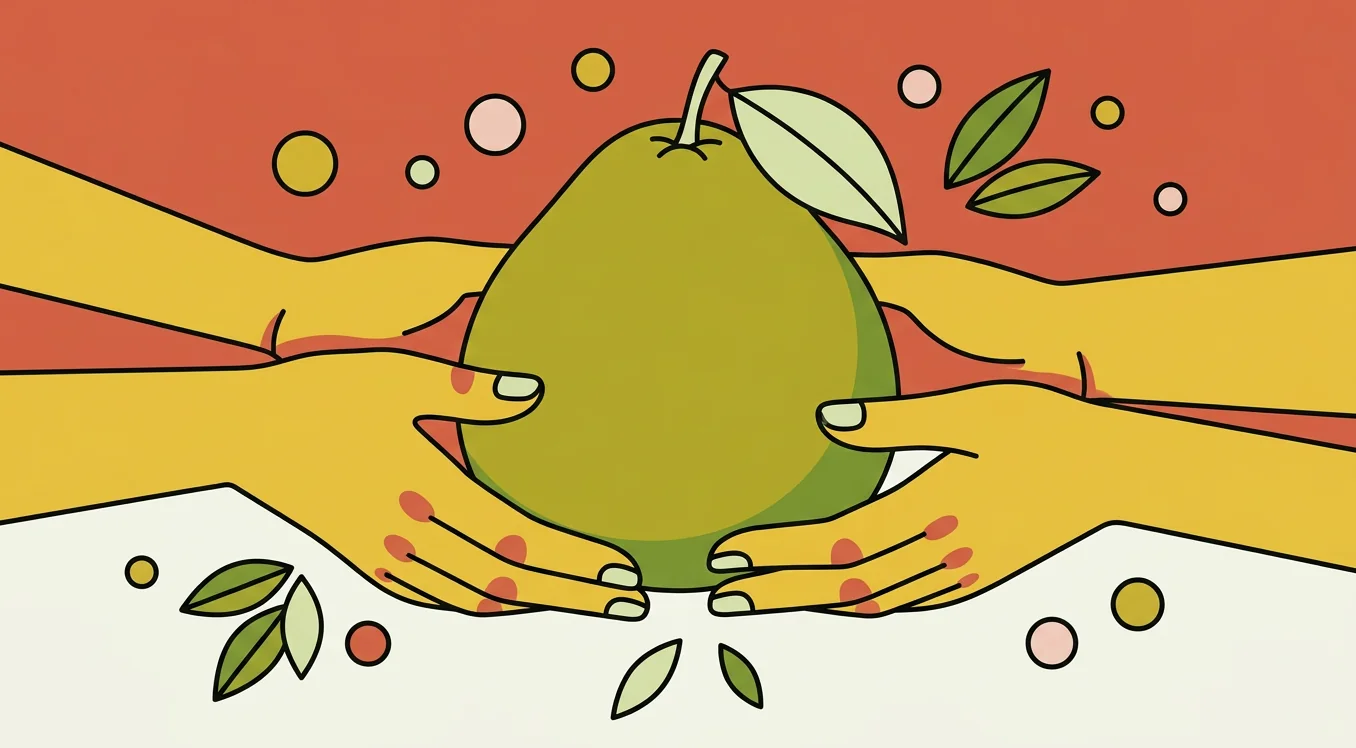 Illustrated pomelo with red envelope and lantern for Chinese New Year celebration